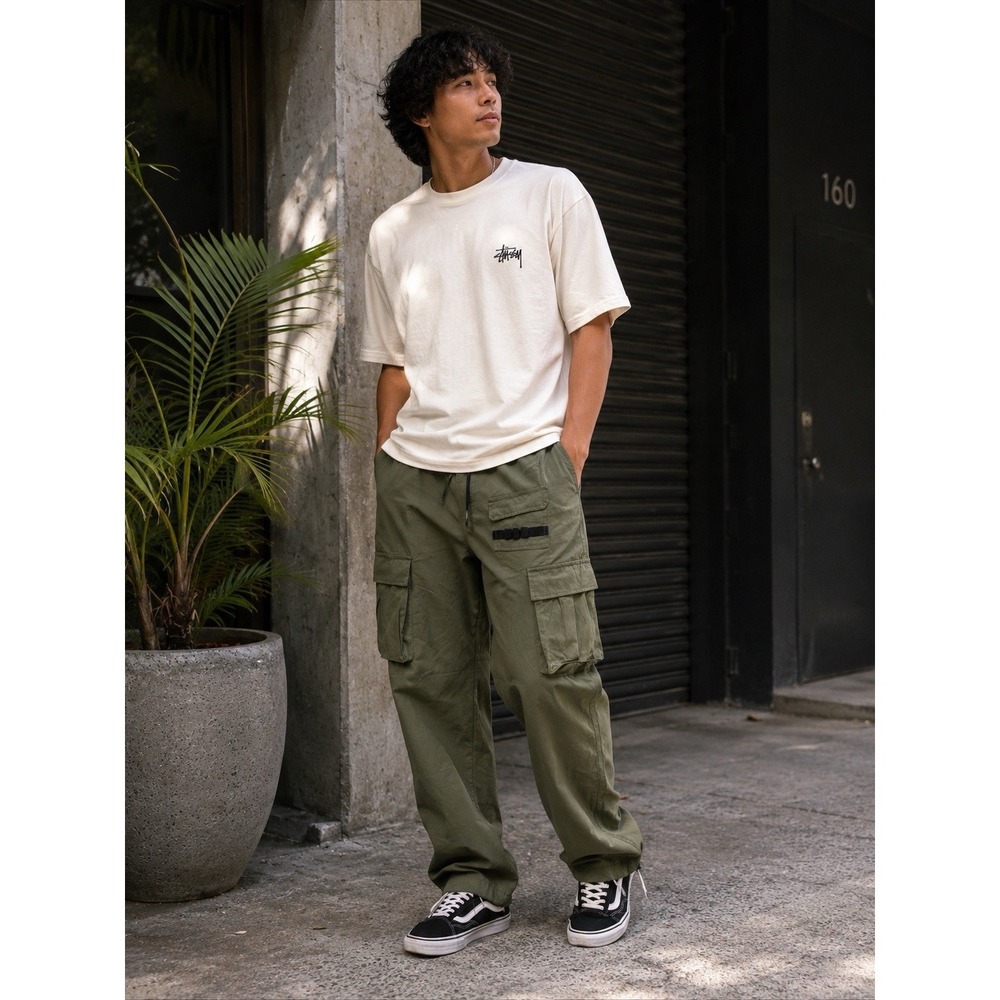 American Stitch Olive Green Tactical Cargo Gorpcore Men's Large Utility Hiking